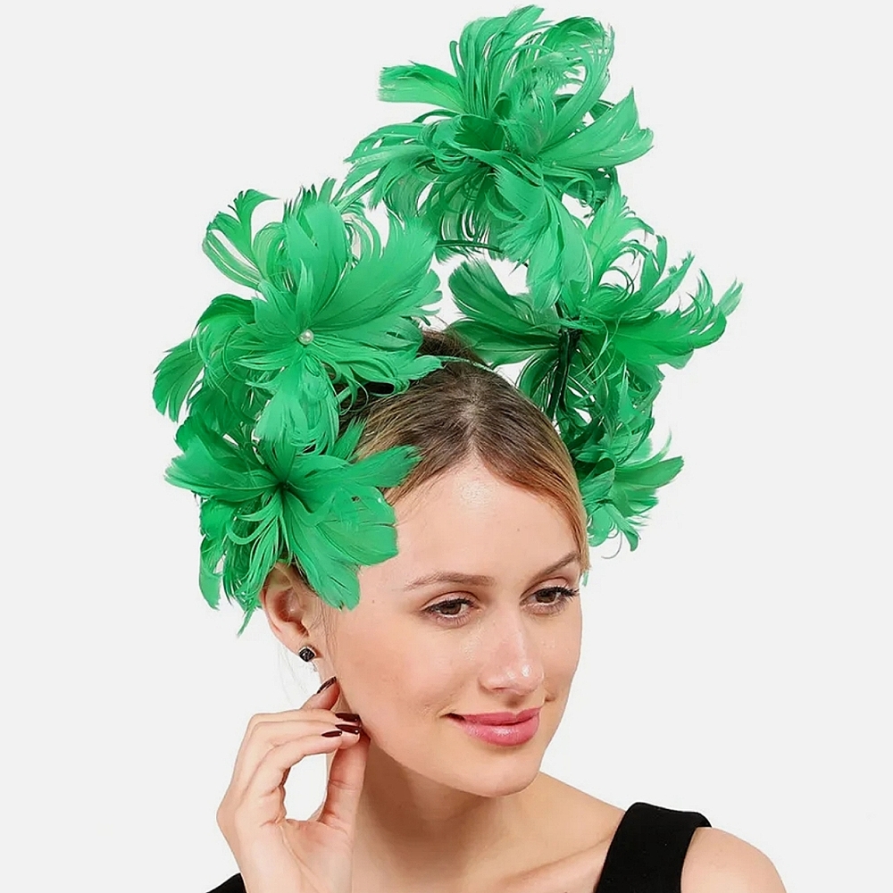 Fabulous Desig Green Floral Fascinator Elegant Height Headband. Derby Te…